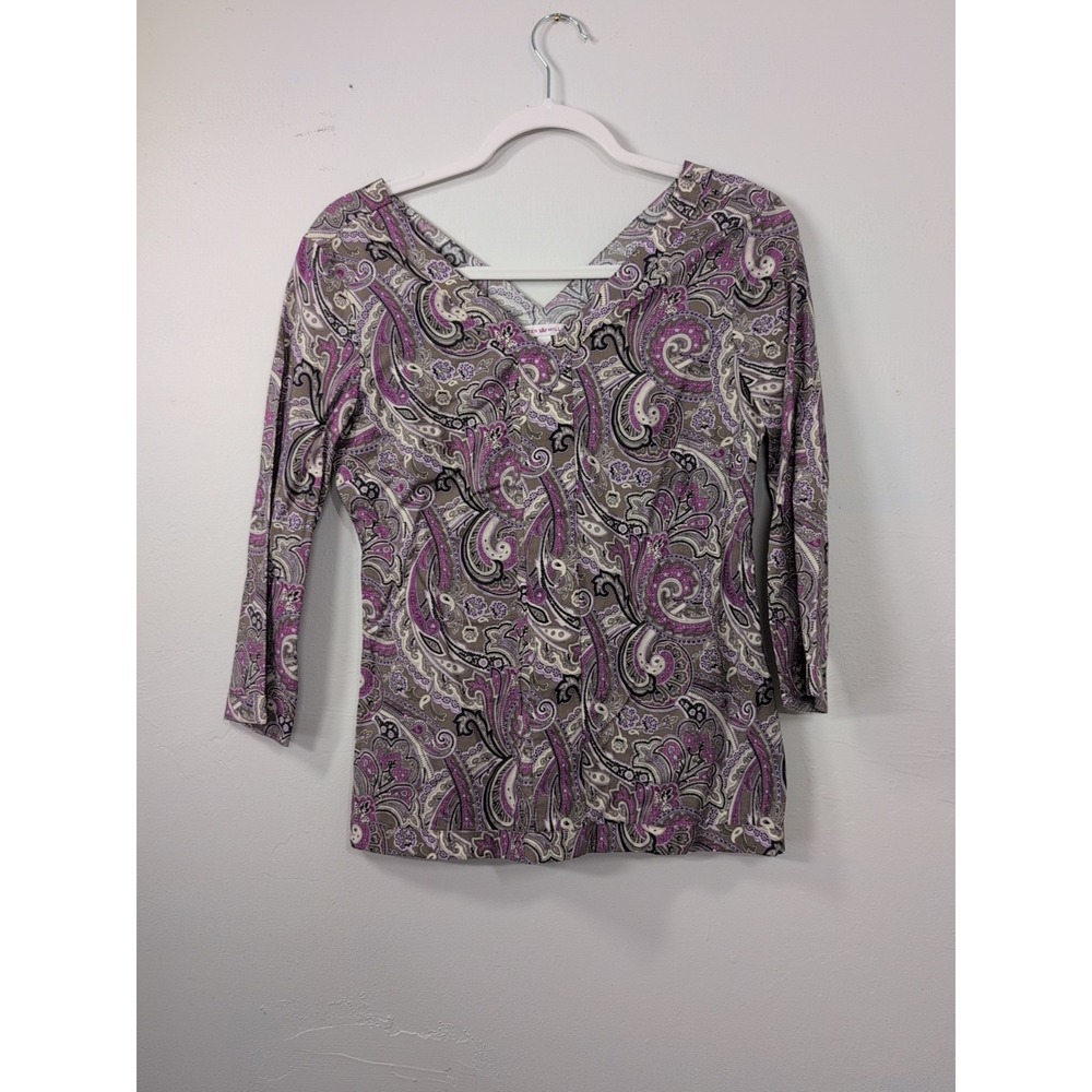Peter‎ Millar paisley top, Sz S, v-neck, multicolor, side zip, Athleisure, Sport